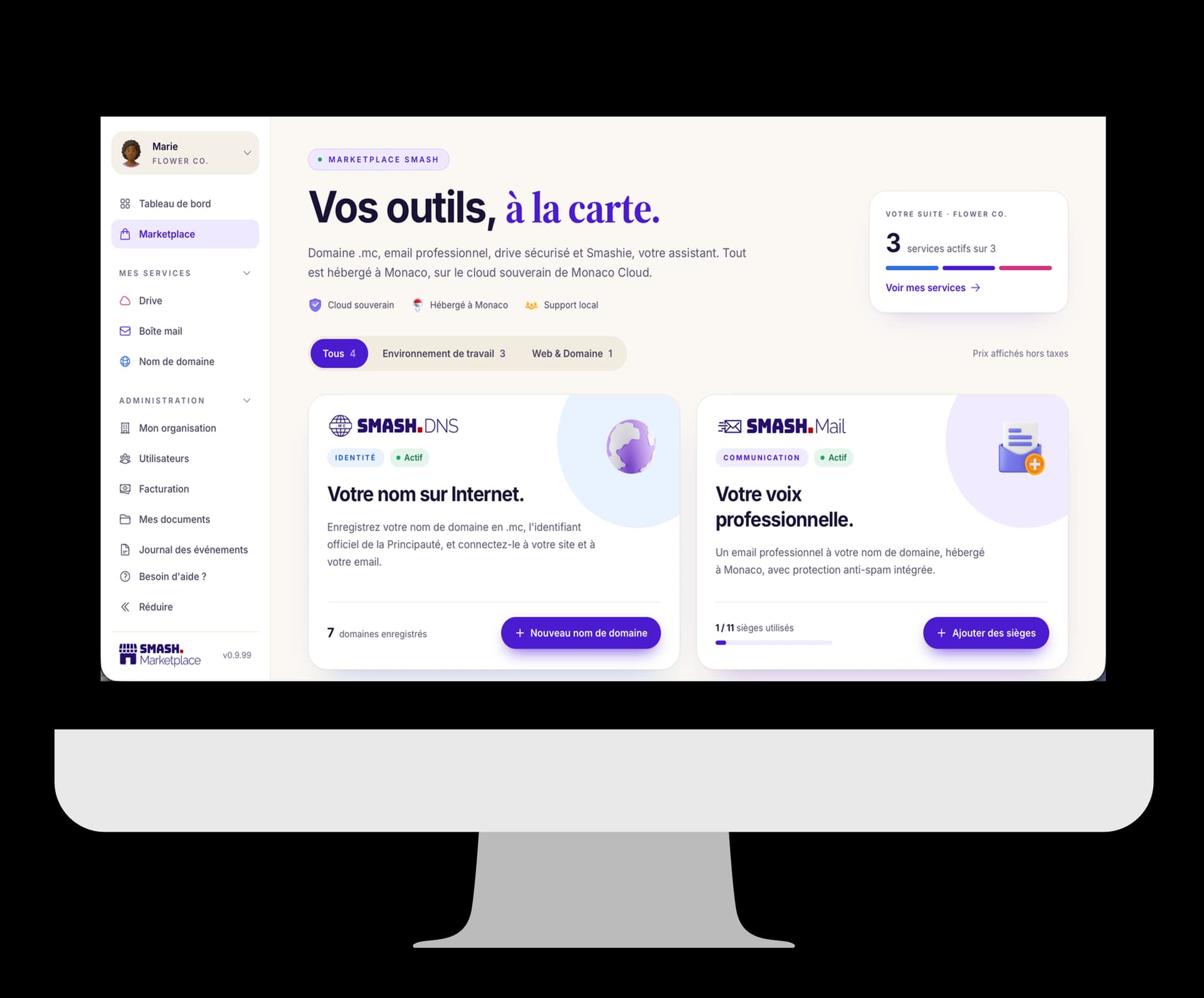 Marketplace Smash : vos outils à la carte, prix affichés hors taxes